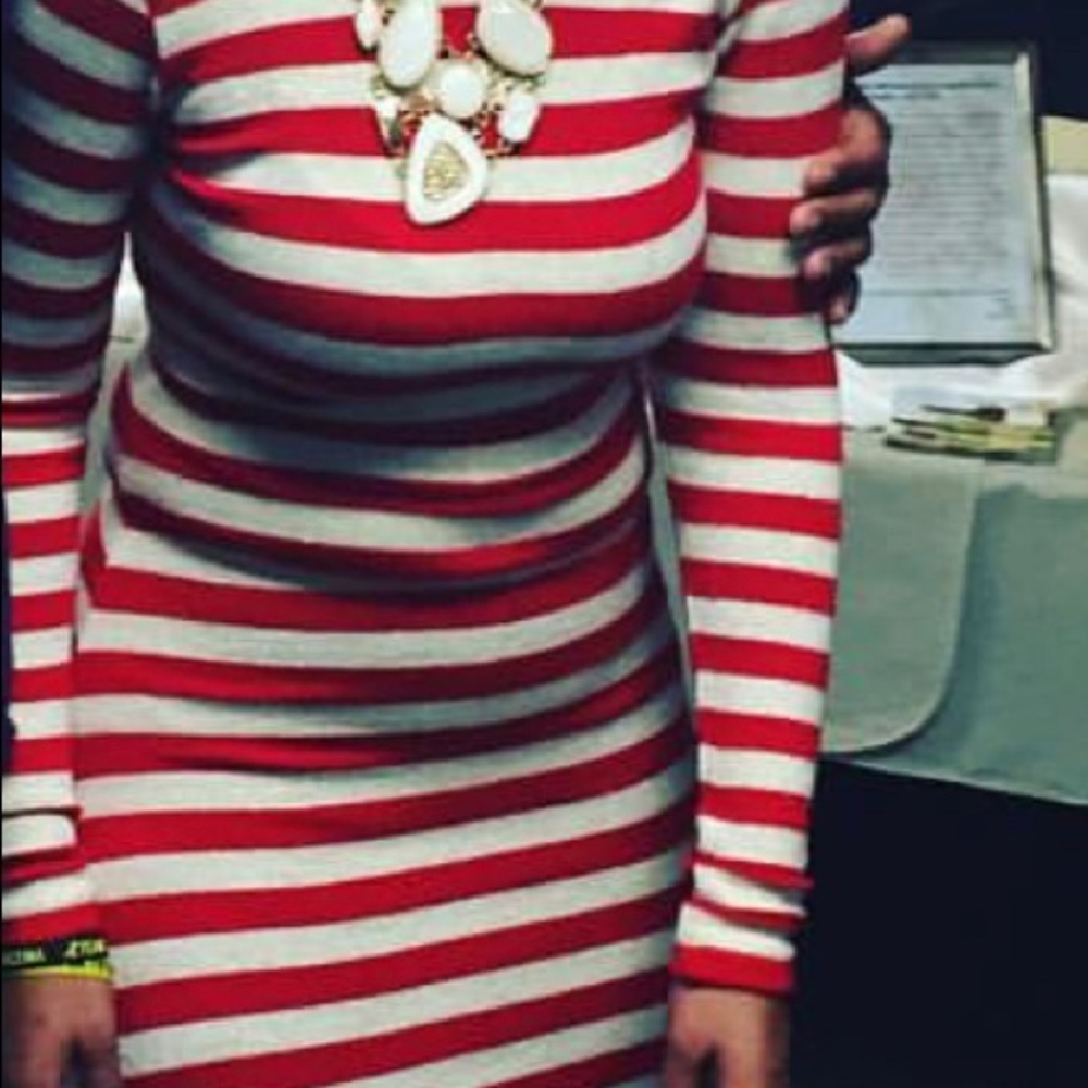 Red/White striped floor length dress - Picture 2 of 5